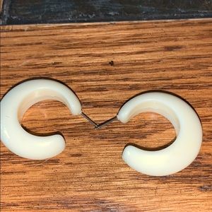 White hoop chunky earrings